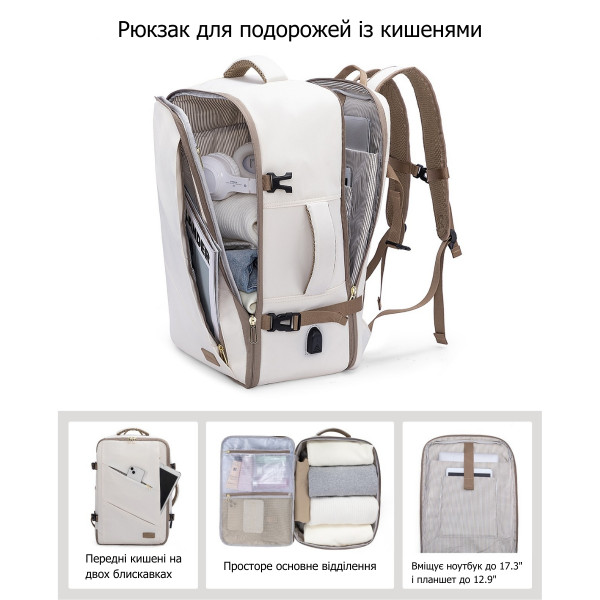 Рюкзак для ноутбука 17,3" Lovevook с USB-портом и скрытым карманом 