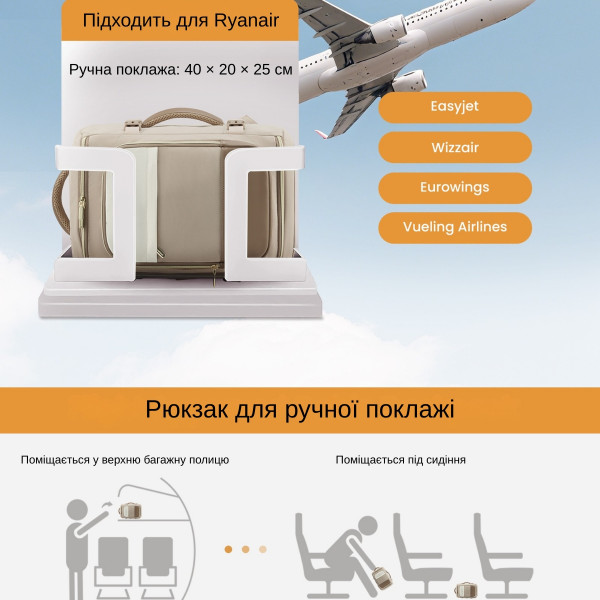 Женский рюкзак для ноутбука 14” Lovevook с отделением для влажных вещей и защитой от воды