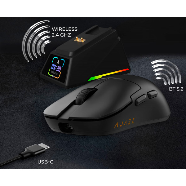 Бездротова миша Ajazz AJ159 APEX 8000 Гц із сенсором PixArt 3950 та зарядною станцією
