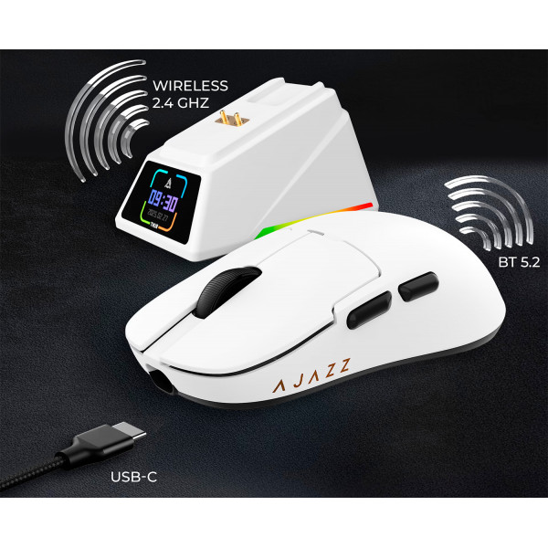 Бездротова миша Ajazz AJ159 APEX 8000 Гц із сенсором PixArt 3950 та зарядною станцією
