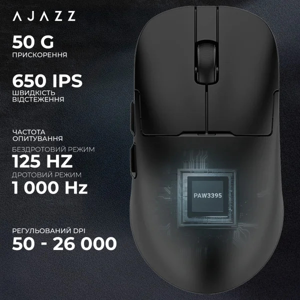 Бездротова миша Ajazz AJ159 Pro 8000Hz із сенсором PixArt 3395 ультралегка
