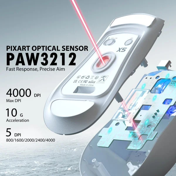 Ігрова миша Attack Shark X5 Bluetooth 2.4G USB ультралегка з RGB-підсвічуванням