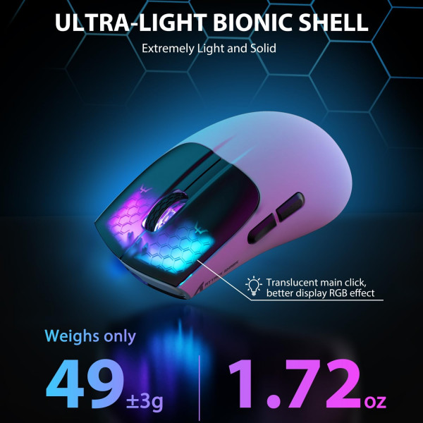 Ігрова миша Attack Shark X5 Bluetooth 2.4G USB ультралегка з RGB-підсвічуванням