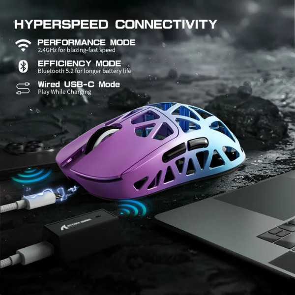 Ігрова миша ATTACK SHARK R2 Magnesium Alloy з сенсором PixArt 3950 та частотою 8K