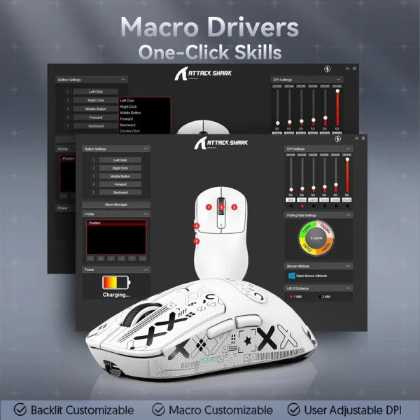 Бездротова ігрова миша Attack Shark X3 Pro Wireless 8K з сенсором PixArt 3395 