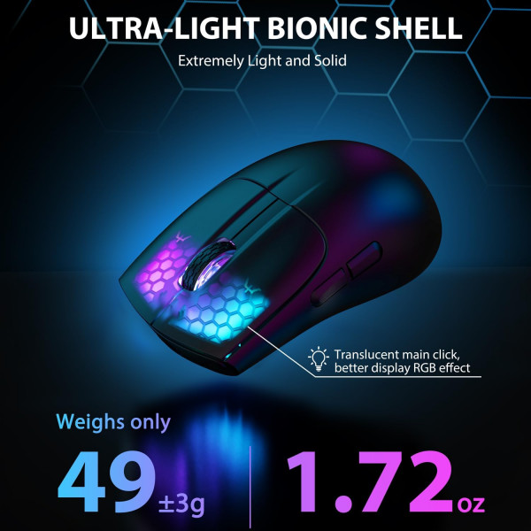 Ігрова миша Attack Shark X5 Bluetooth 2.4G USB ультралегка з RGB-підсвічуванням