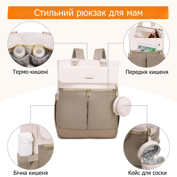 Рюкзак-сумка для мам Lovevook с отделением для ноутбука 15,6" и пеленальным ковриком