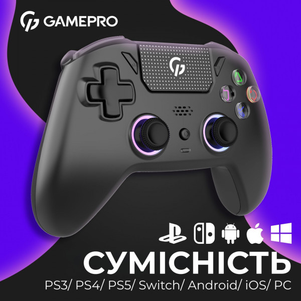 Бездротовий геймпад GamePro GPS20B з датчиками Холла та RGB для PC PS Switch iOS Android