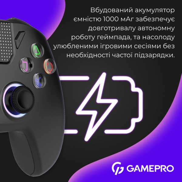 Бездротовий геймпад GamePro GPS20B з датчиками Холла та RGB для PC PS Switch iOS Android