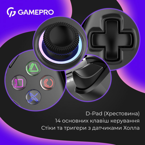 Беспроводной геймпад GamePro GPS20BDOC RGB с зарядной станцией для PC PS Switch iOS Android