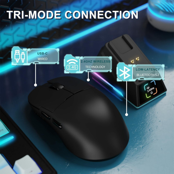 Бездротова миша Ajazz AJ179 APEX 42000 DPI з RGB та зарядною станцією