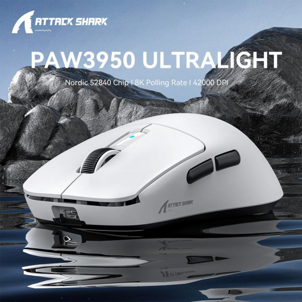 Бездротова ігрова миша ATTACK SHARK R6 8K 42000 DPI ультралегка без затримок для FPS