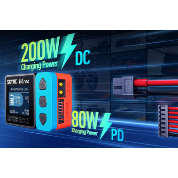 Зарядное устройство SkyRC B6neo 200W DC/USB PD с двойным входом без блока питания