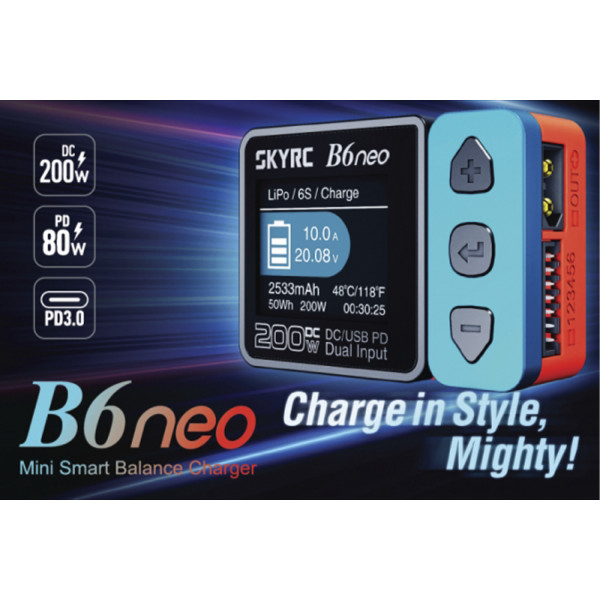Зарядное устройство SkyRC B6neo 200W DC/USB PD с двойным входом без блока питания