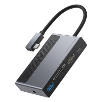 USB hub Type-C 6-in-1 Baseus Metal Gleam CAHUB-DA0G с HDMI 4K картридером и зарядкой 100Вт