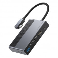 USB hub Type-C 6-in-1 Baseus Metal Gleam CAHUB-DA0G з HDMI 4K картридером та зарядкою 100Вт