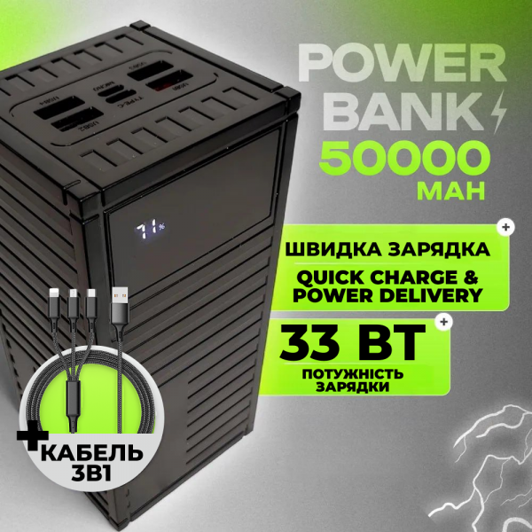 Павербанк 50000 mAh с быстрой зарядкой 22.5W