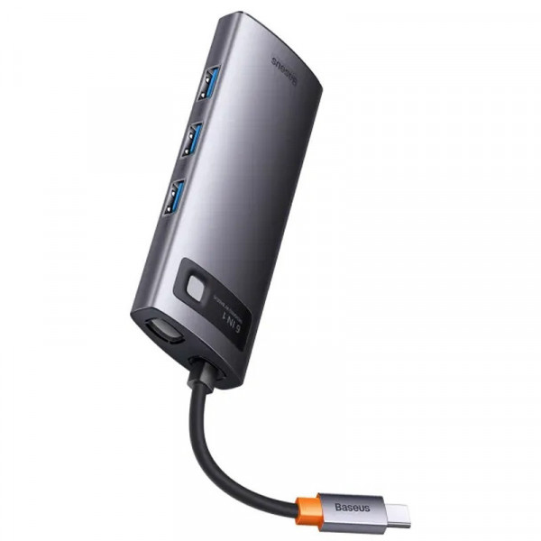 USB hub Baseus Metal Gleam 6-in-1 Type-C з 4KHDMI та Ethernet-портом