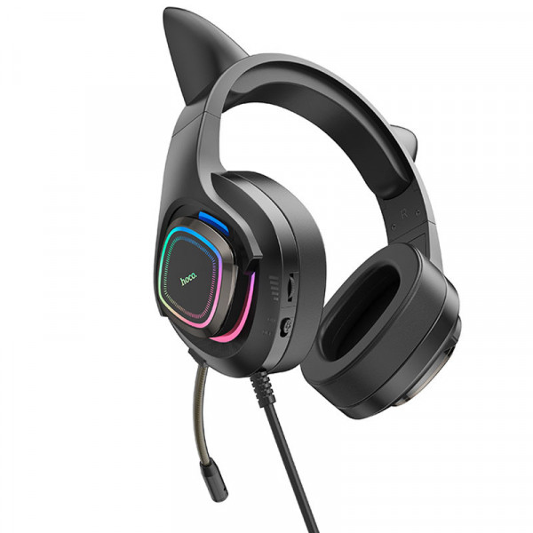 Геймерські навушники HOCO W107 Cute cat з вушками та підсвіткою