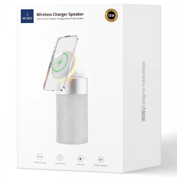 Беспроводное зарядное устройство WIWU Wi-W022 3in1 с Bluetooth-колонкой