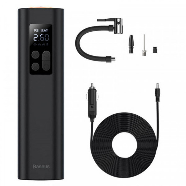Автомобільний компресор Baseus Super Mini Inflator Pump 12V з ліхтариком та автостопом