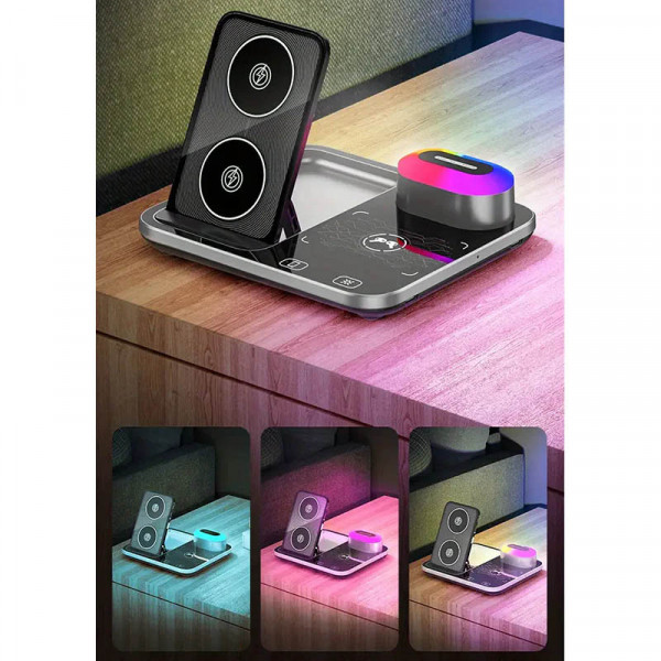 Бездротовий зарядний пристрій Epik R12 4-в-1 з підсвічуванням