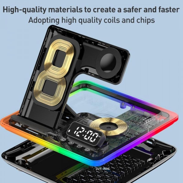 Бездротовий зарядний пристрій  + годинник Epik A93 4in1