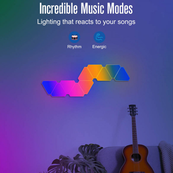 Модульний настінний світильник Epik SAL-012B Smart Quantum Light з Bluetooth, USB та App-керуванням, 6 модулів 