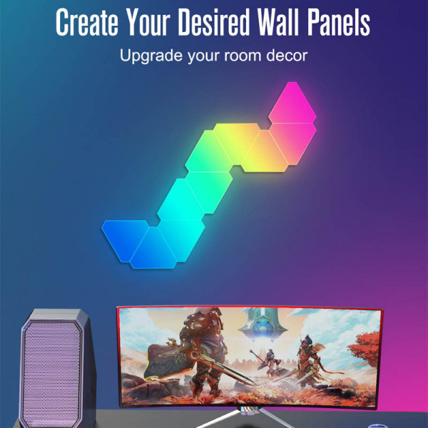 Модульний настінний світильник Epik SAL-012B Smart Quantum Light з Bluetooth, USB та App-керуванням, 10 модулів