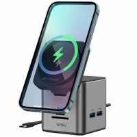 Бездротовий зарядний пристрій  + HUB WIWU Wi-W025 Cube 9in1 USB-C