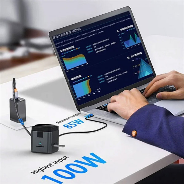 Беспроводное зарядное устройство + HUB WIWU Wi-W025 Cube 9in1 USB-C