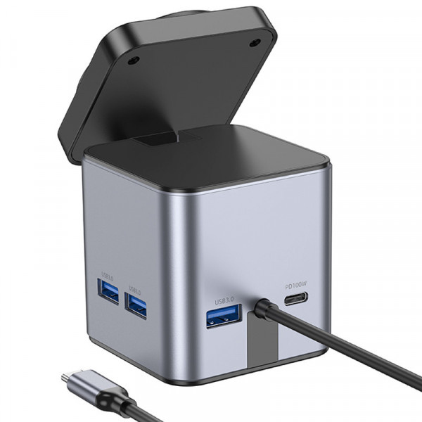 Перехідник HUB HOCO HB49 Effortless 9in1 100W з бездротовою зарядкою