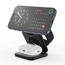 Беспроводное зарядное устройство WIWU Wi-W035 Kevlar Mag Go 3 in 1 wireless charger