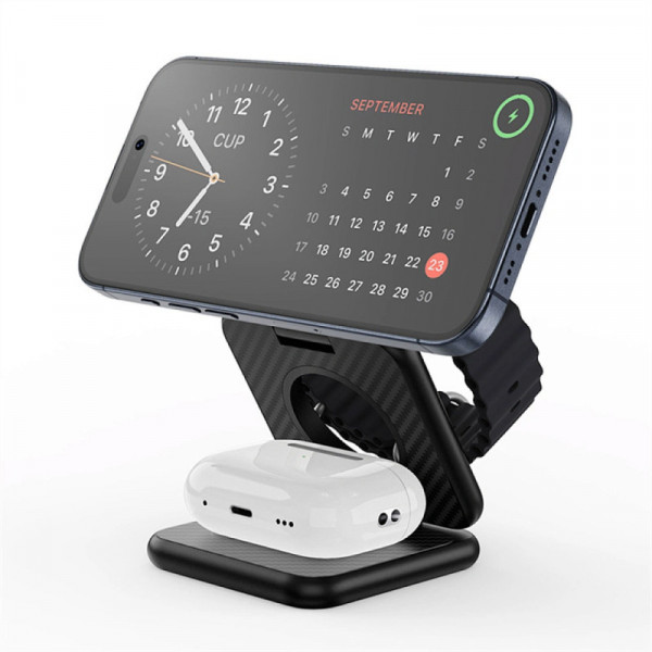 Беспроводное зарядное устройство WIWU Wi-W035 Kevlar Mag Go 3 in 1 wireless charger