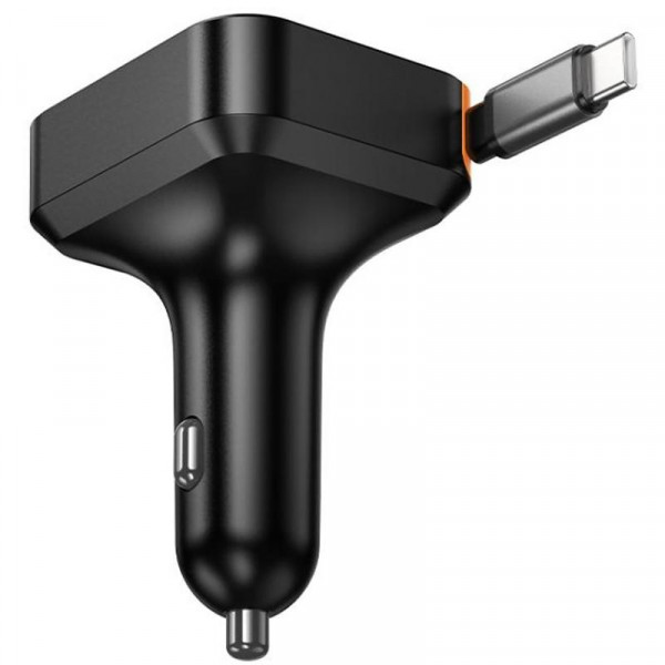 Автомобільний зарядний пристрій Hoco NZ18 Guardian PD 65W із висувним кабелем Type-C та 2 портами USB+Type-C