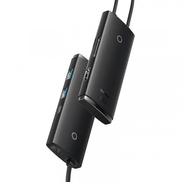 USB hub Baseus Lite Series 6in1 на 3 USB порти, з HDMI-виходом та картридером TF/SD