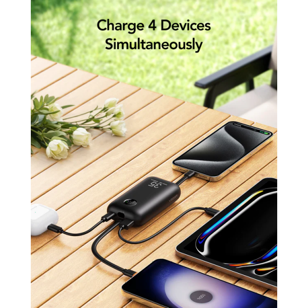 Зовнішній акумулятор VEGER 10000 mAh with built-in cables Type C / Lightning PD QC3.0 35W K1 (W1188) black