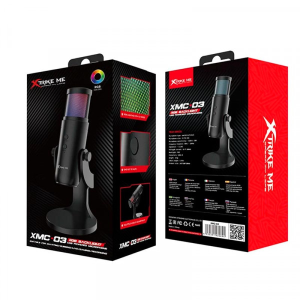 Игровой микрофон XTRIKE ME XMC-03 с RGB подсветкой и USB-подключением