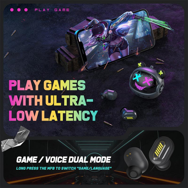 Игровые TWS наушники ONIKUMA T20 с низкой задержкой 45мс и Bluetooth 5.3