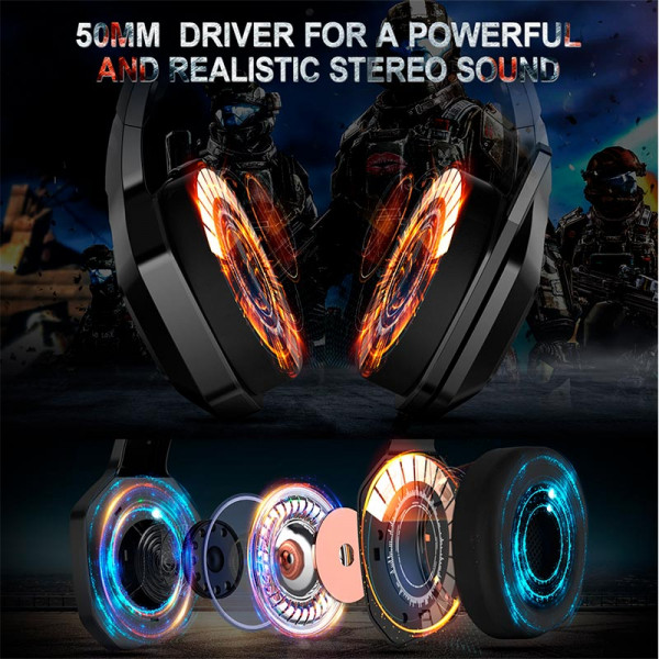 Ігрові навушники ONIKUMA K10 з мікрофоном і LED підсвіткою