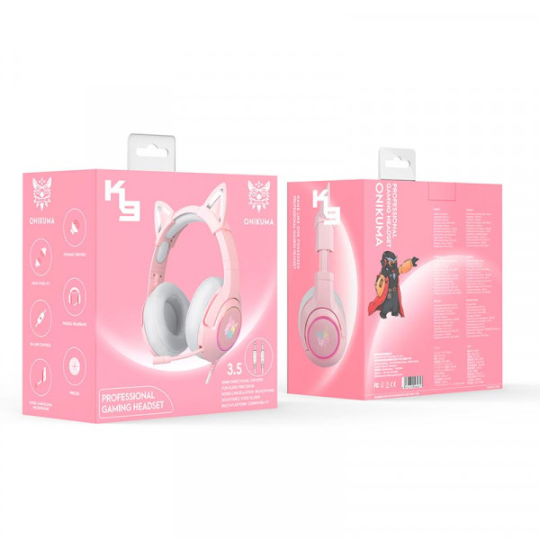 Ігрові навушники ONIKUMA K9 CAT з LED підсвіткою та котячими вушками
