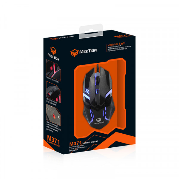 Ігрова миша MEETION MT-M371 дротова з RGB-підсвіткою та регульованим DPI