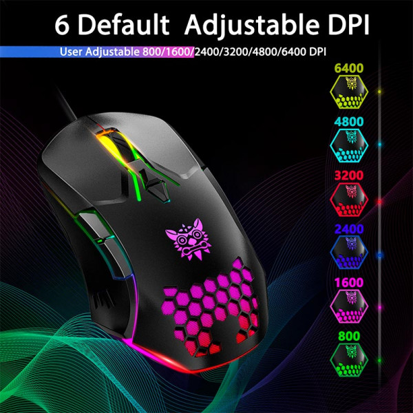 Ігрова миша ONIKUMA CW902 дротова з RGB-підсвіткою та програмованими кнопками