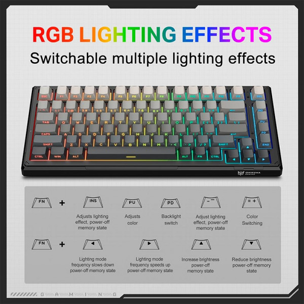 Механічна ігрова клавіатура ONIKUMA G83 трирежимна з RGB-підсвіткою Hot-Swap 8000 mAh
