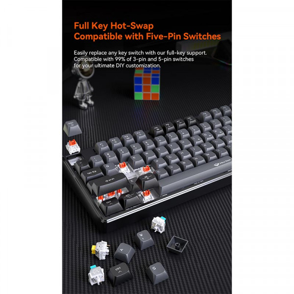 Механічна ігрова клавіатура Meetion MK14 трирежимна з RGB-підсвіткою Hot-Swap 4000 mAh