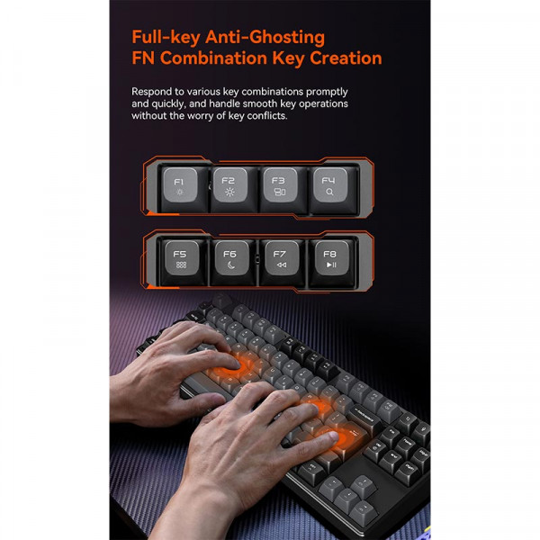 Механічна ігрова клавіатура Meetion MK14 трирежимна з RGB-підсвіткою Hot-Swap 4000 mAh