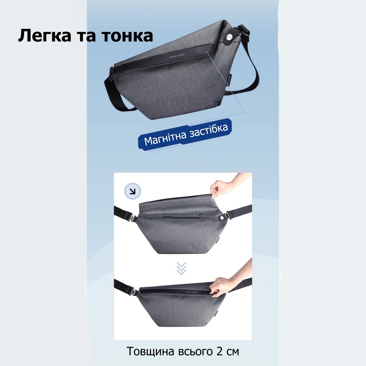 Сумка через плече Mark Ryden MR2293 для iPad 9.7” з магнітною застібкою та захистом від вологи