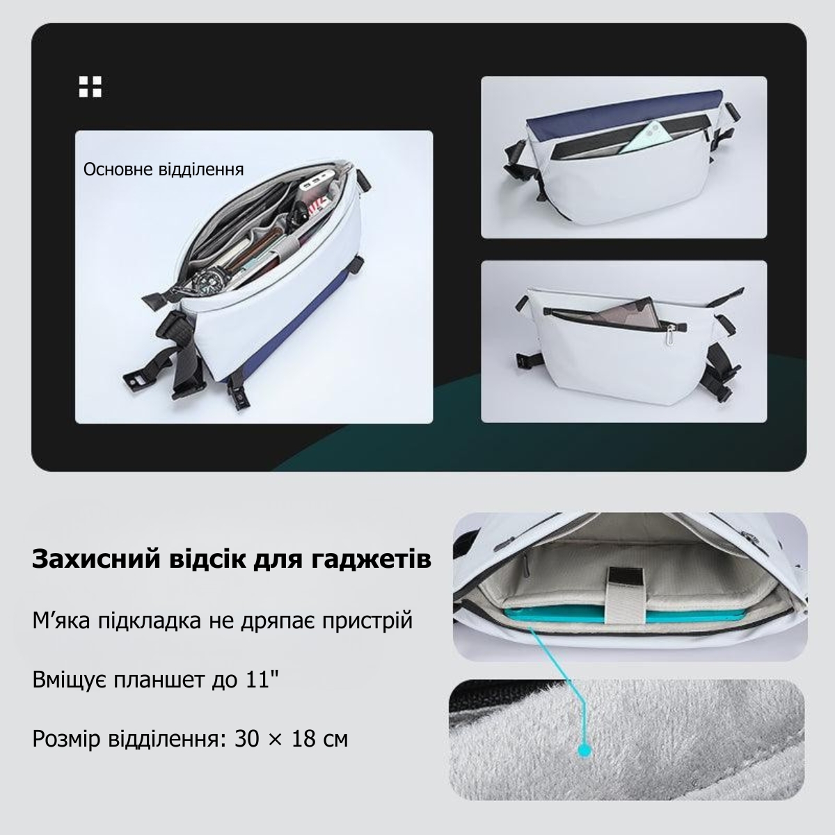 Сумка через плече Mark Ryden MR2819 вологозахищена з відділенням для планшета 11”