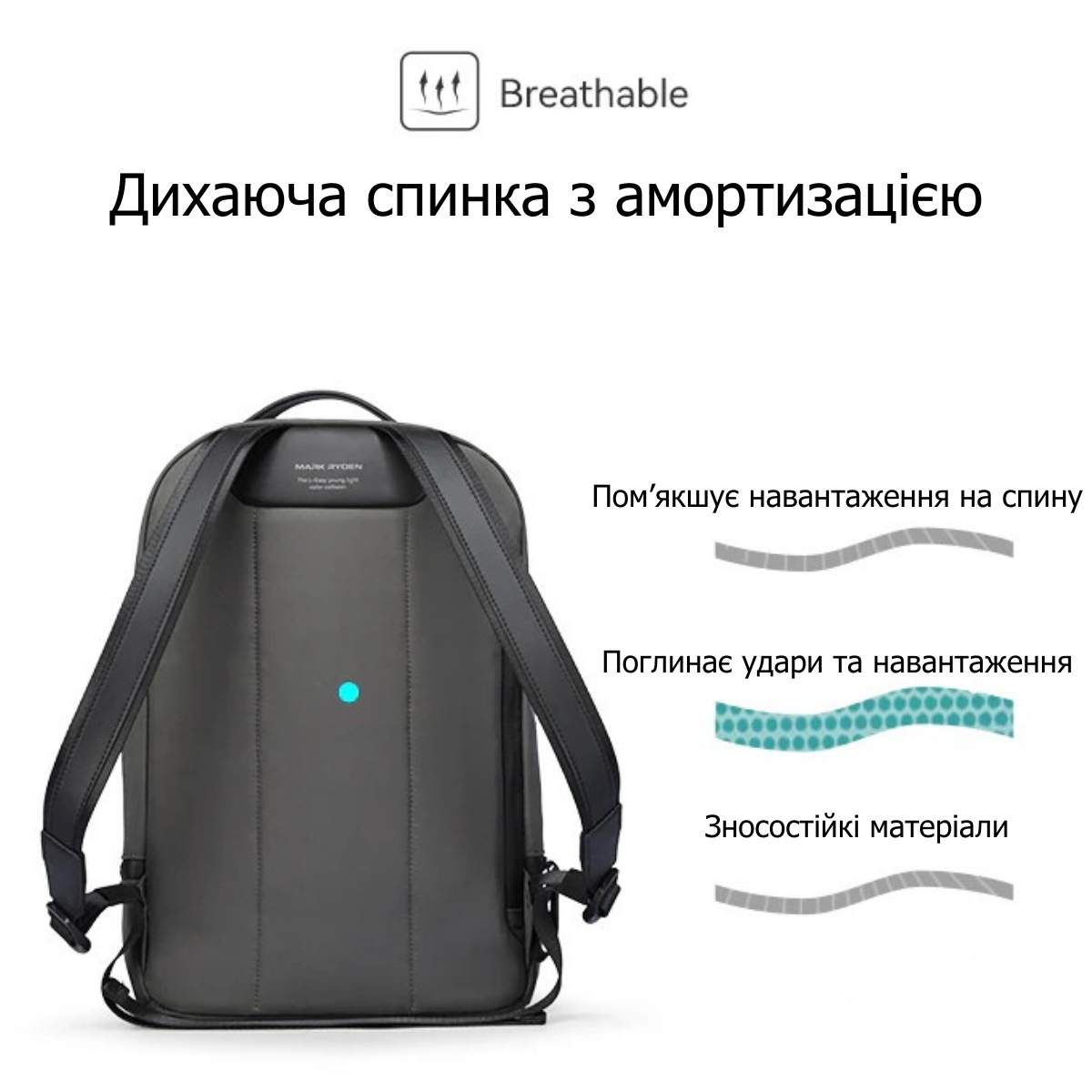 Городской рюкзак для ноутбука 15” Mark Ryden MR6024 с дышащей спинкой и защитой от влаги