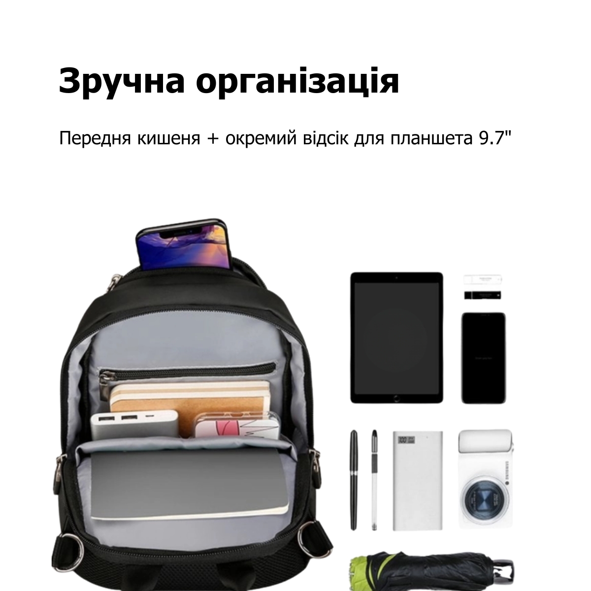 Міський рюкзак-слінг Mark Ryden MR7191 вологостійкий з відділенням для планшета 9.7” та USB-портом